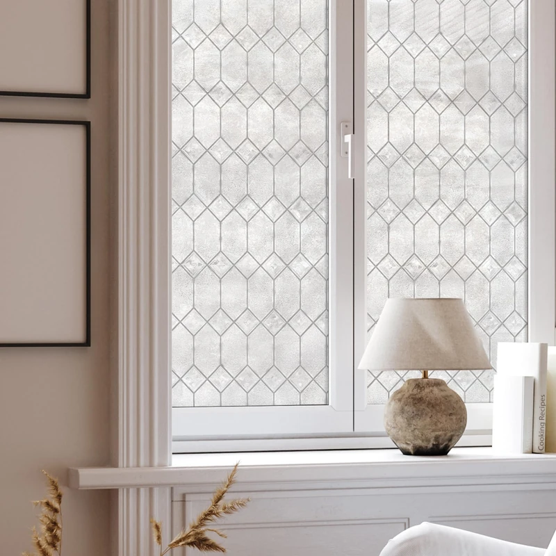 ARTSCAPE Old English | Privacy Window Film with Textured Leaded Glass Pattern | Non-Adhesive & UV Protection | Easy to Apply & Removable | 91 x 183 cm
