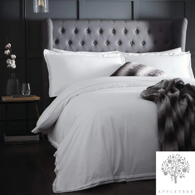 Appletree Alden 180 Thread Count 100% Cotton Percale Duvet Cover Set, Linen, Super King - Image 1