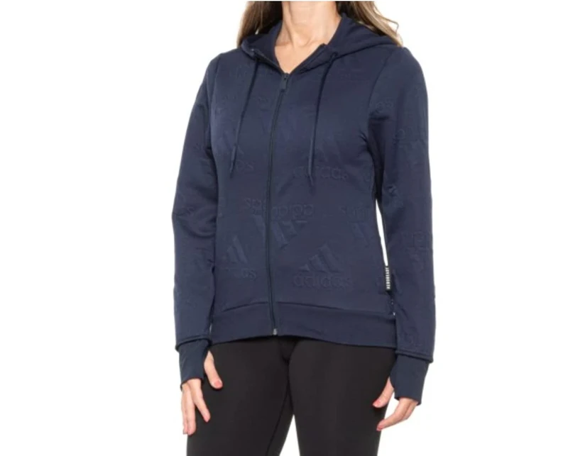 adidas Women's Aeroready Jacquard Full-Zip Hoodie - Legend Ink XS - Image 1