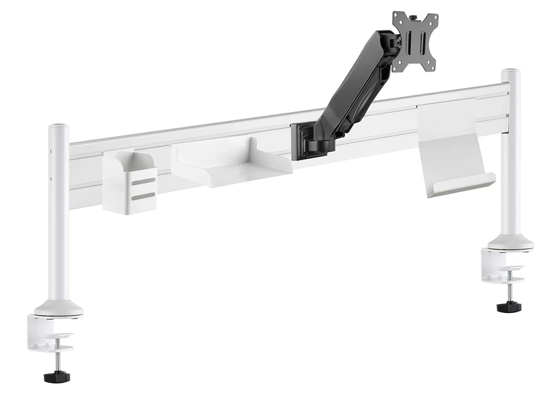 Unilux 400124600 Ergo Ergonomic Portable Desk Station with Arm for Screens up to 27 Inches Dimensions 125 x 40 x 15 cm White