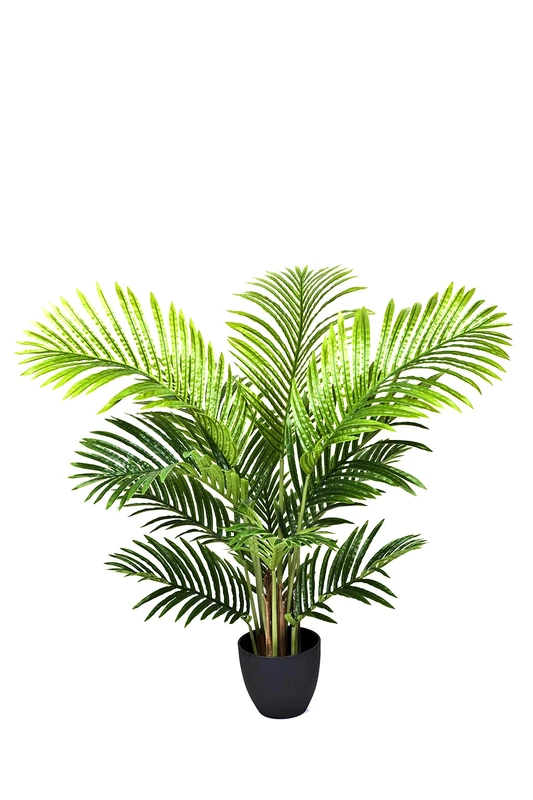 GreenBrokers Artificial Real Touch Phoenix Palm Tree in Black Pot-UV Stable Ideal for Home, Office Indoor & Outdoor Living 3ft/94cm