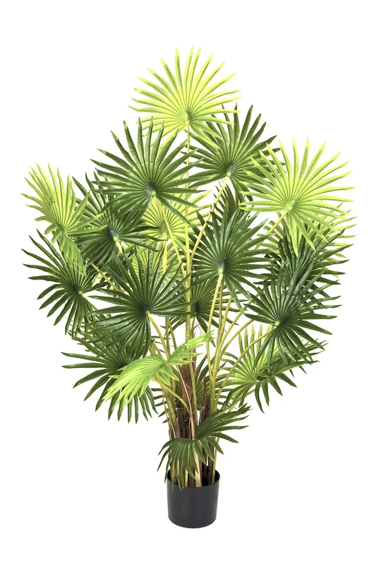 GreenBrokers Artificial Finger Fan Palm Tree in Pot 4ft/120cm