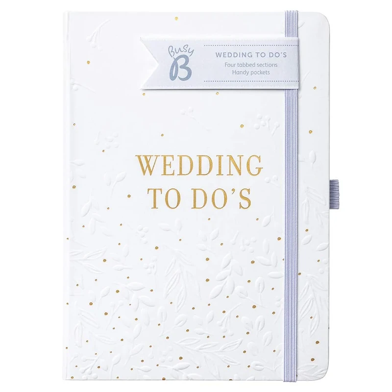 Busy B Wedding To Do Book - A5 size white & gold wedding organiser, One Size