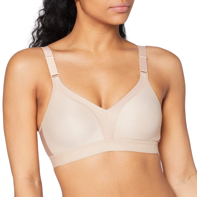 Triumph Womens Triaction Wellness Sports Bra Non-wired, Neutral Beige, 38DD UK