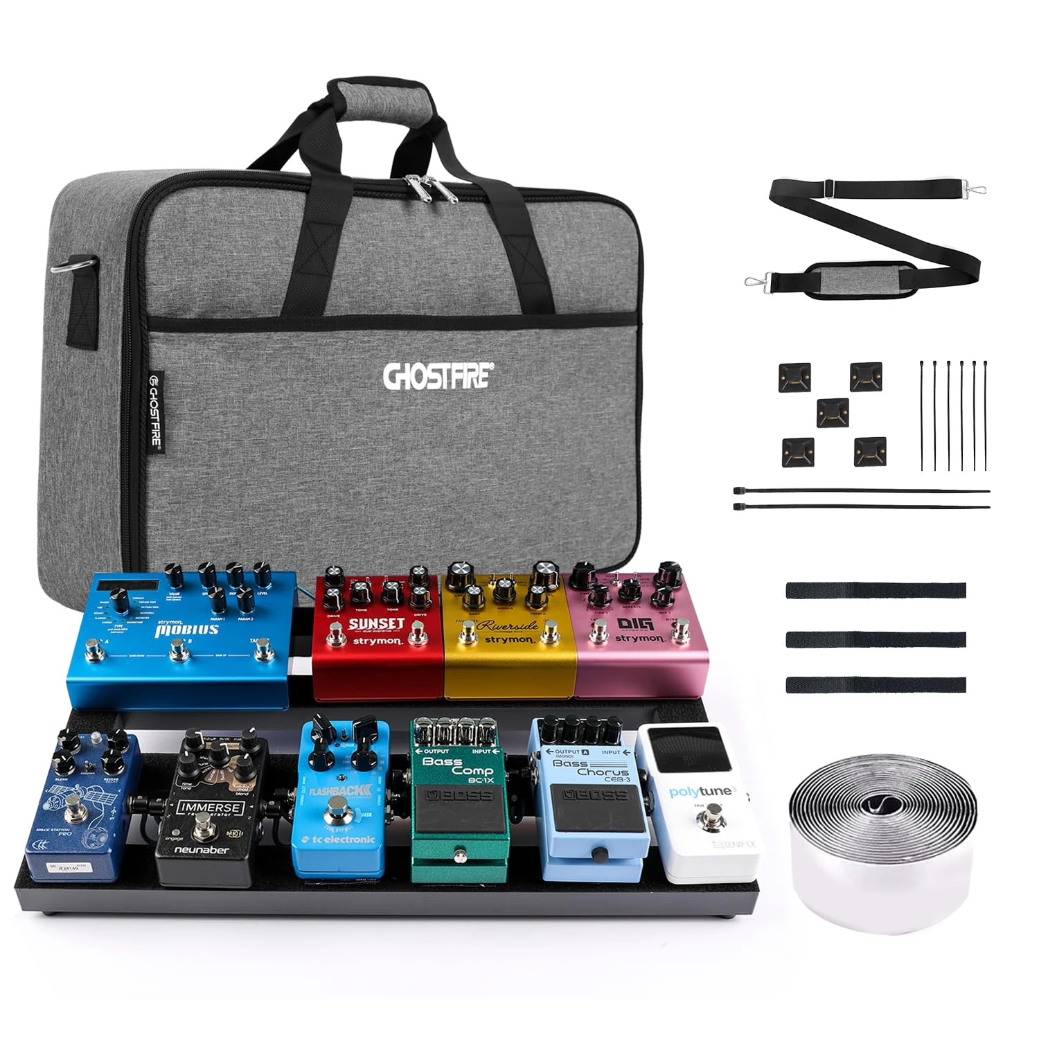 Ghost Fire Foldable Guitar Pedal Board Aluminum Alloy 1.76lb Super light Effect Pedalboard 19.8''x11.5'' with Carry Bag,SPL-04