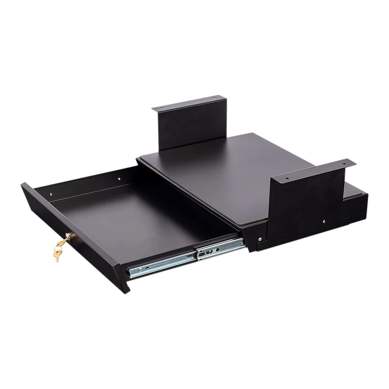 Desk Underdesk Drawer with Optional Tray 18" W x 14" D - Convenient for Storing and Securing Small Items (Black)