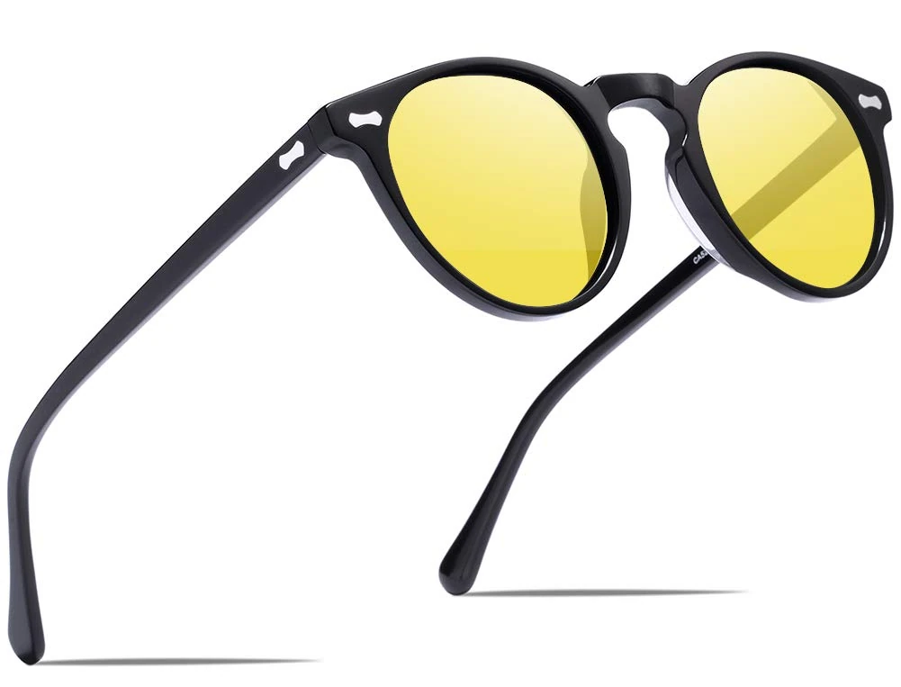 CARFIA Polarised Night Driving Glasses for Men Womens Vintage Night Driving Sunglasses with UV400 Protection and Anti-Glare for Driving Travel