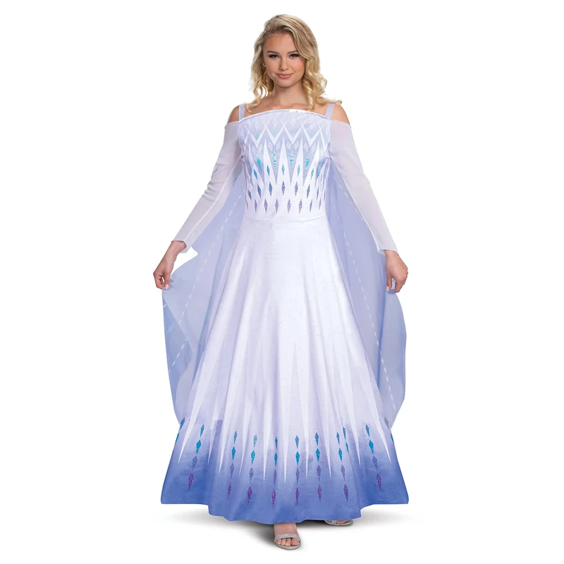 DISGUISE 23171B, Official Disney Frozen 2 Elsa Apparel Costume Dress Adult Sized, White & Blue, M