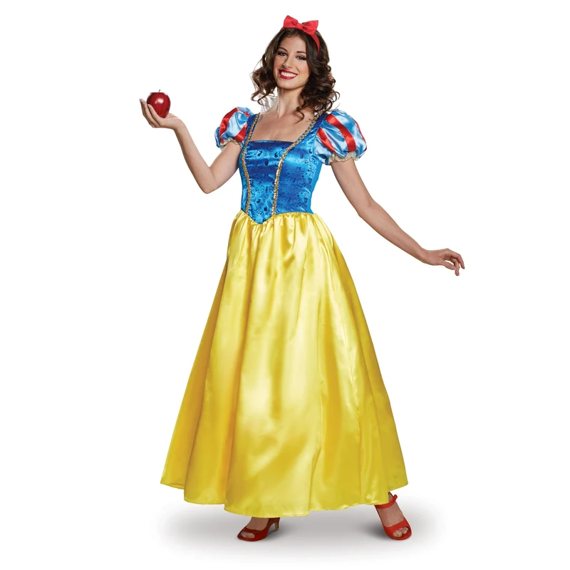 Disguise 88982B, Official Disney Princess Snow White Deluxe Costume Dress Adult Sized, Solid, Blue & Yellow, M