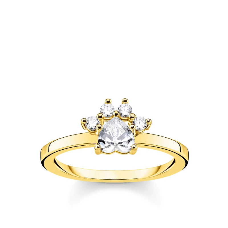 Thomas Sabo ring paw cat gold plated silver TR2289-414-14-50 - Image 1