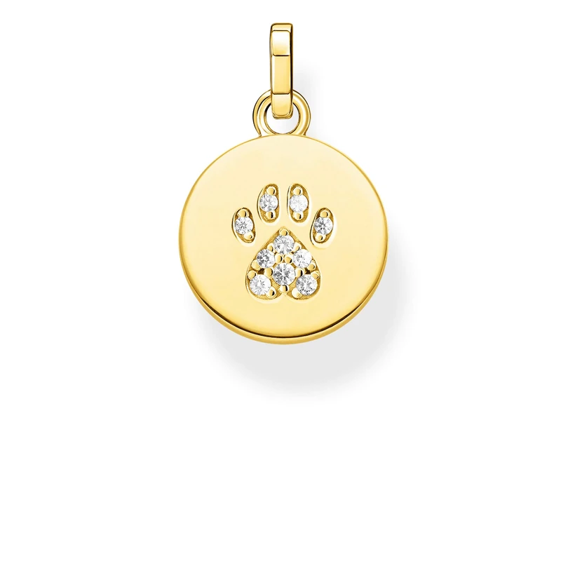 Thomas Sabo Pendant Coin Paw Cat Gold Gilded Silver PE882-414-14