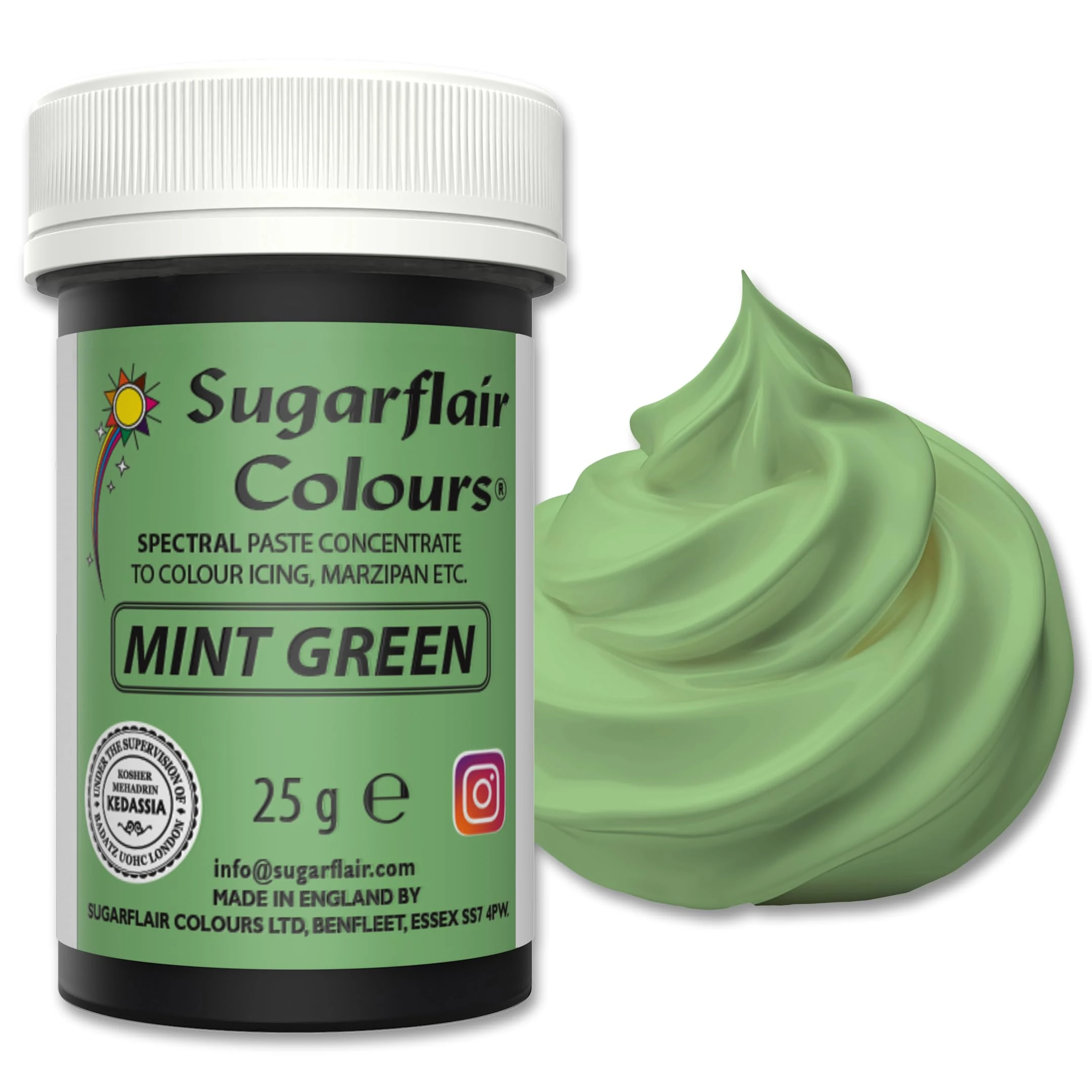 Sugarflair Food Colouring Paste Mint Green, Concentrated Spectral Food Colouring for Buttercream, Sugar Paste, Royal Icing, Cake Mixes, Macarons and More! - 25g
