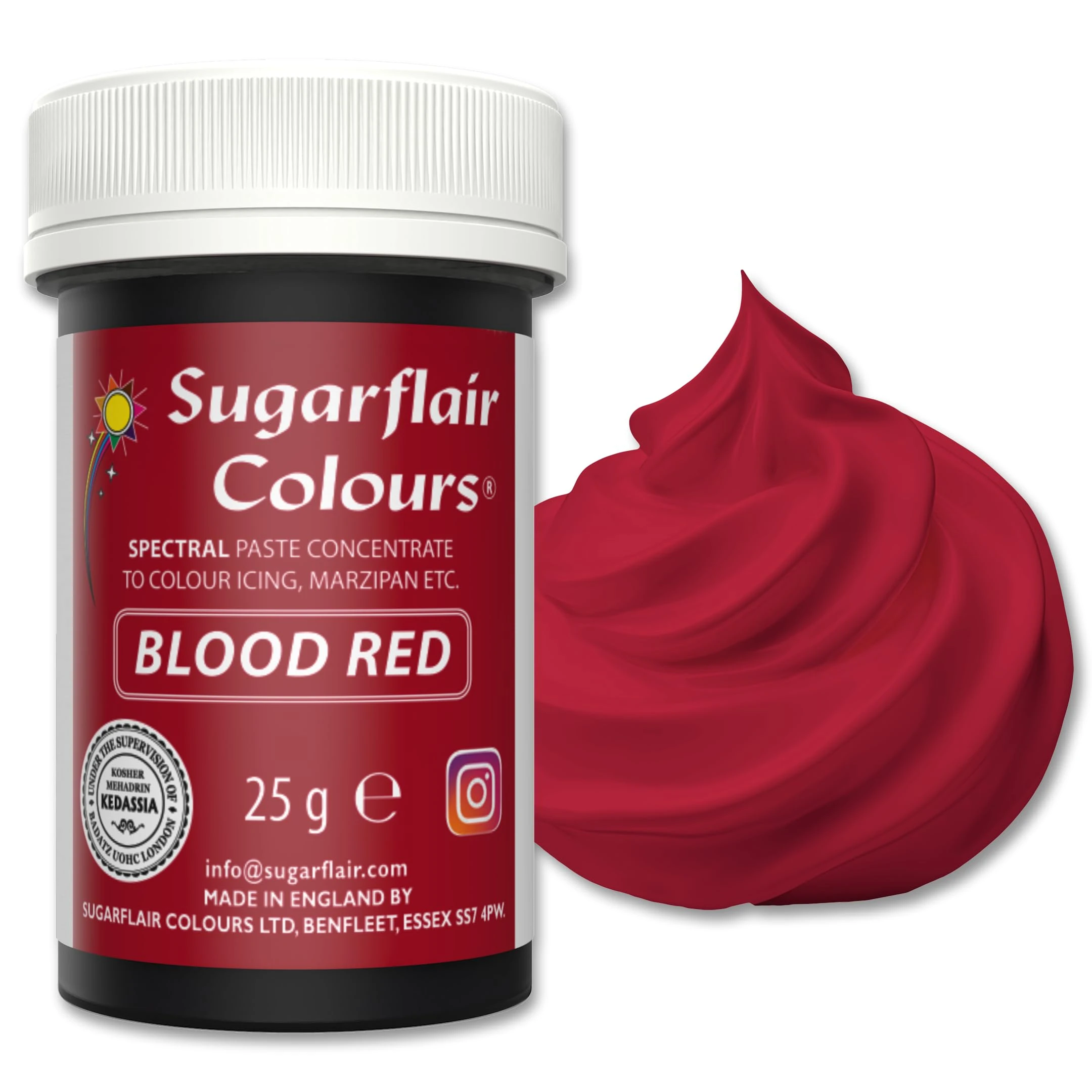 Sugarflair Food Colouring Paste Blood Red, Spectral Highly Concentrated Food Colouring for Buttercream, Sugar Paste, Royal Icing, Cake Decorations and More! Vibrant Colour Food Dye! - 25g