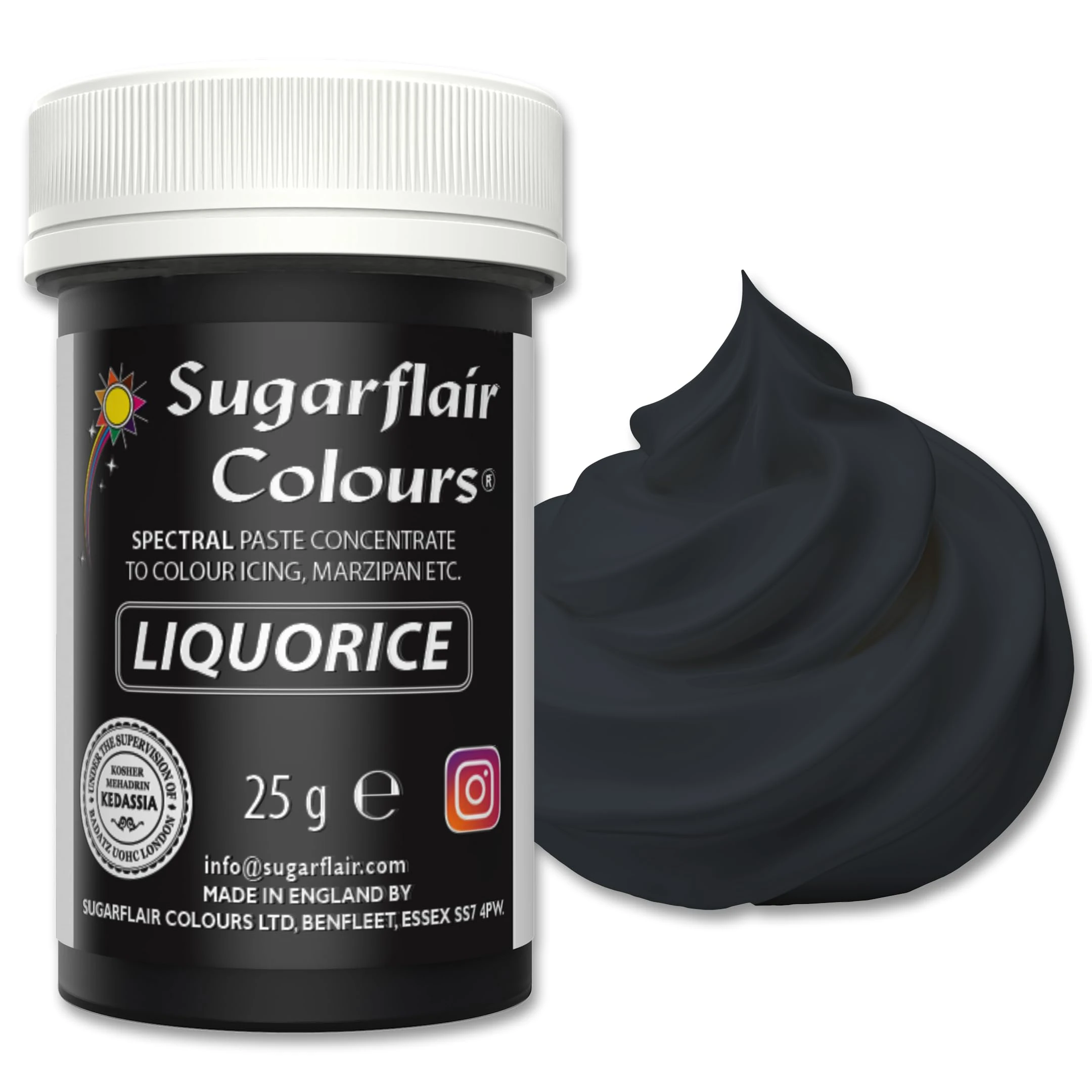 Sugarflair Food Colouring Paste Liquorice Black, Concentrated Spectral Food Colouring for Buttercream, Sugar Paste, Royal Icing, Cake Mixes, Macarons and More! - 25g