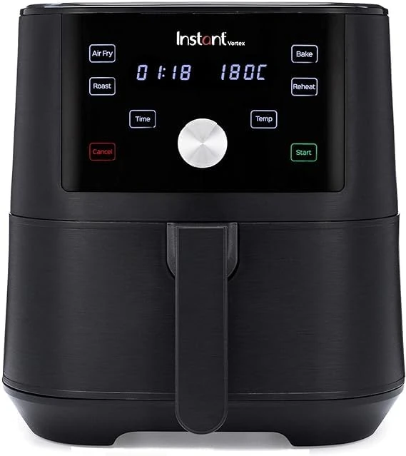 Instant Vortex Digital Single Drawer Air Fryer with Easy to Use 4 Smart Programmes - Air Fry, Bake, Roast and Reheat Capacity, Non-Stick and Dishwasher Safe Basket, Black - 5.7 Litre, 1700W