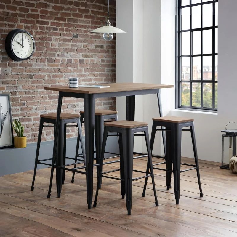 Julian Bowen Grafton Bar Table - Mocha Elm/Black Tables