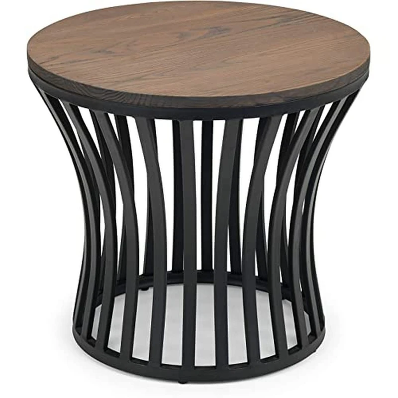 Julian Bowen Washington Lamp Table, Mocha Elm/Black - Image 1