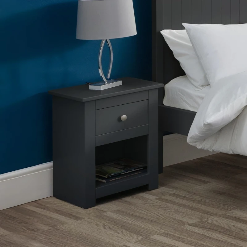 Julian Bowen Radley Bedside Table - Anthracite - Modern and Sleek Design for Contemporary Bedrooms