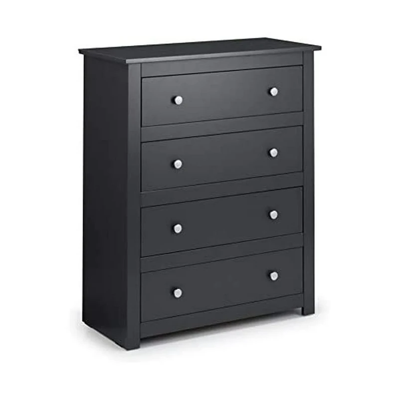 Julian Bowen Radley 4 Drawer Chest - Anthracite - Modern and Sleek Storage for Bedrooms