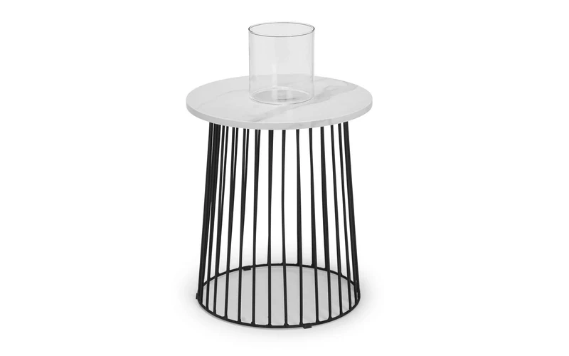 Julian Bowen Broadway Round White Marble Side Table - Luxurious and Modern Accent Table for Any Room