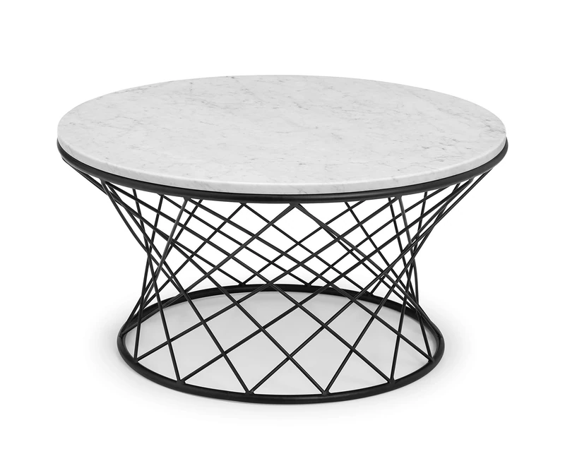 Julian Bowen Trevi Real Marble Coffee Table - White Marble/Black Tables