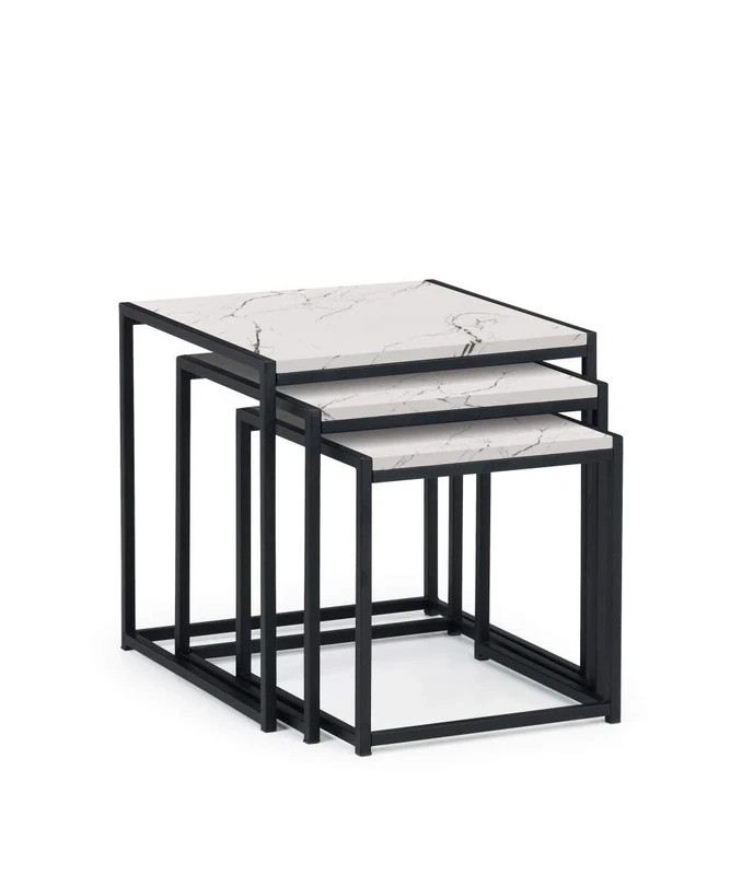 Julian Bowen Tribeca Nest Of 3 Tables - Black/White Marble Nesting