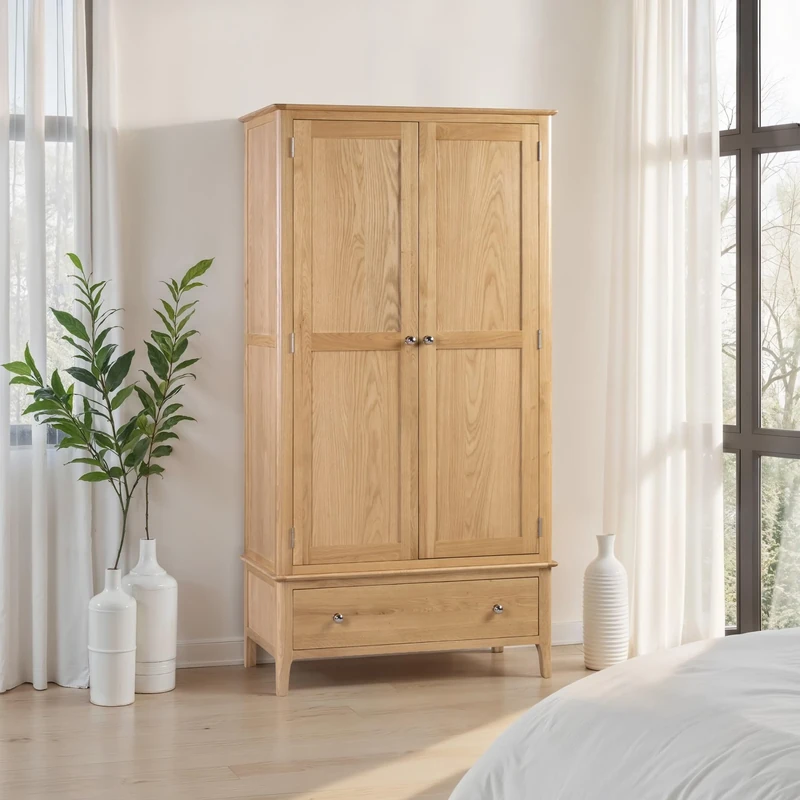Julian Bowen 2 Door 1 Drawer Wardrobe, Wood, Oak, One Size, COT104