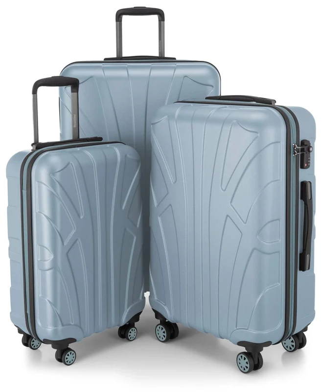 Suitline - Set of 3 Hardshell suitcases, Travel suitcases, Trolley, Rigid luggages, TSA, (55 cm, 66 cm, 76 cm), 100% ABS, mat, Pool Blue - Image 1