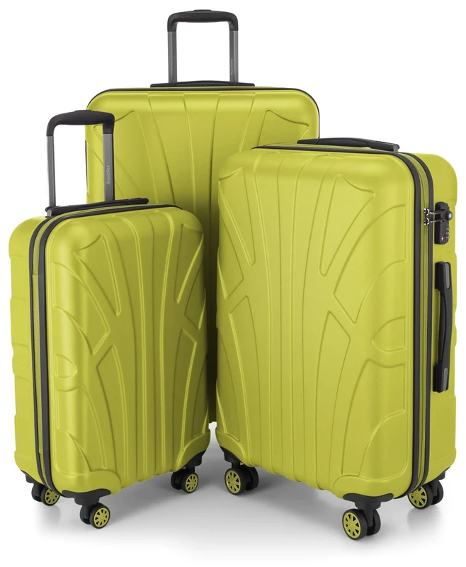 Suitline Set of 3 Hardshell suitcases, Travel suitcases, Trolley, Rigid luggages, TSA, (55 cm, 66 cm, 76 cm), 100% ABS, mat, Fern