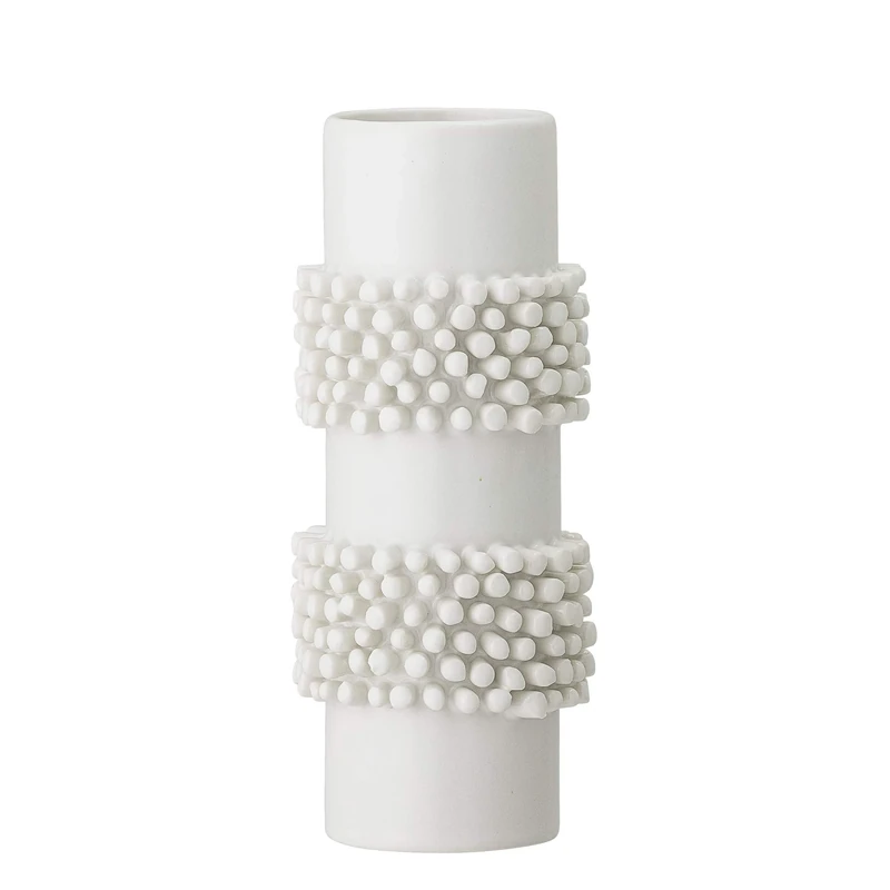 Bloomingville Barrit 82047447 Stoneware Vase with Structure 8.5 x 8.5 x 20.5 cm White