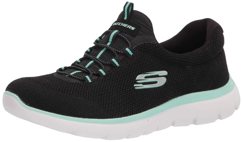 Skechers Women's Athleisure Sneaker, Black/Turquiose,7 M US