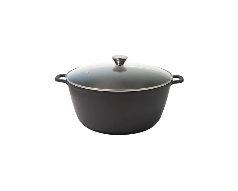 Baumalu 384923 Casserole Pot High 36 cm Glass Lid Cast Aluminium Black
