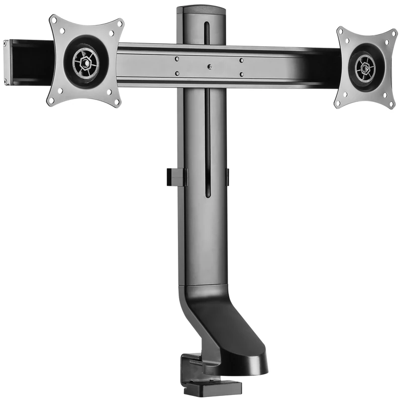 RICOO Dual Monitor Mount TS3811 Mounting for 2 flat screens with 17-27 inch with max VESA-Norm 100x100 double arm bracket for desk-top or Workstation surface PC screen stand in Black