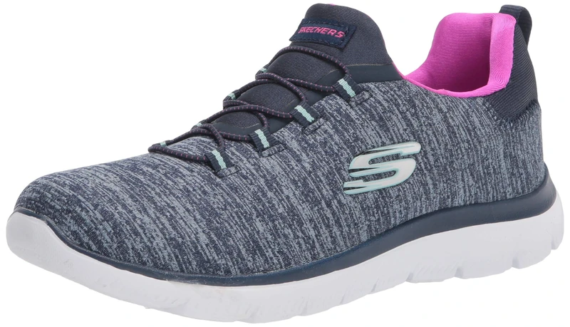 Skechers Women's Athleisure Sneaker, Navy/Hot Pink, 8.5 US Medium