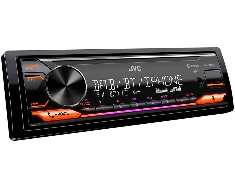 JVC KD-X472DBT USB Car Radio with DAB+ and Bluetooth Hands-Free Kit (Alexa Built-in, Sound Processor, USB, AUX-In, Spotify Control, 4 x 50 Watt, Various Lighting, DAB+ Antenna*)