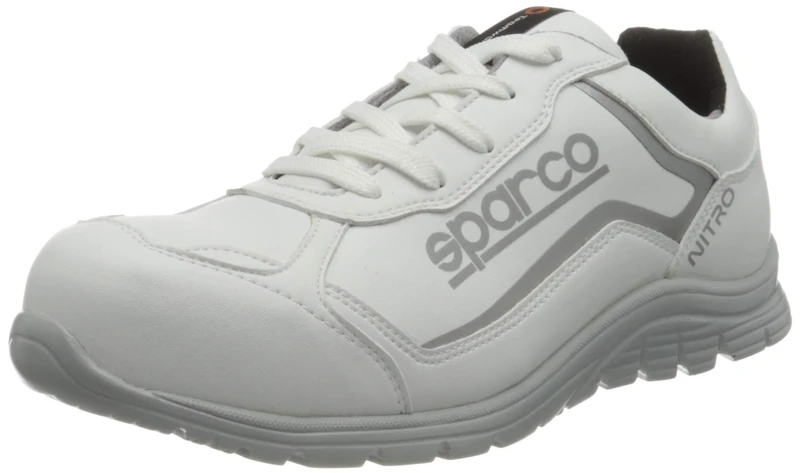 Sparco - Nitro ESD S3L SR FO - Unisex Safety Running Shoes - Water Repellent Work Shoes - Composite Toe - Non-Slip Sole - Breathable, White, 7 UK