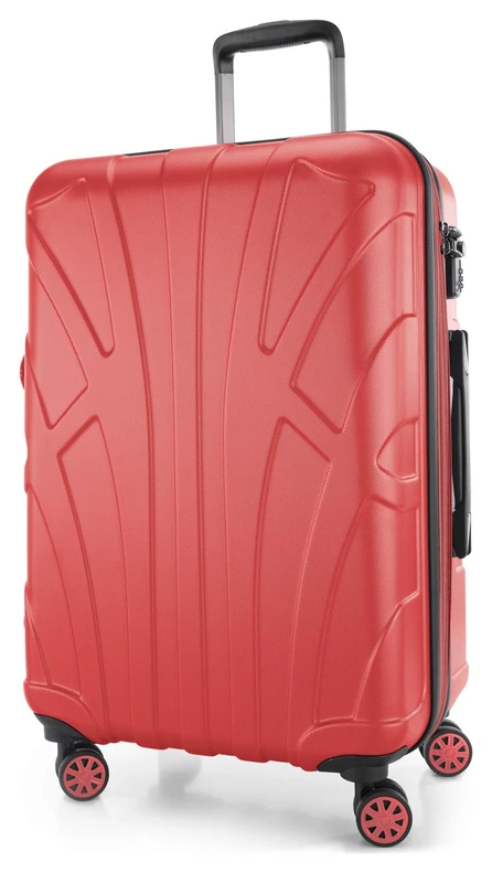 Suitline - Hardshell Suitcase Trolley Travel Luggage Hardcase with Extension, TSA, 66 cm, 58-68 litres, 100% ABS mat, Coral