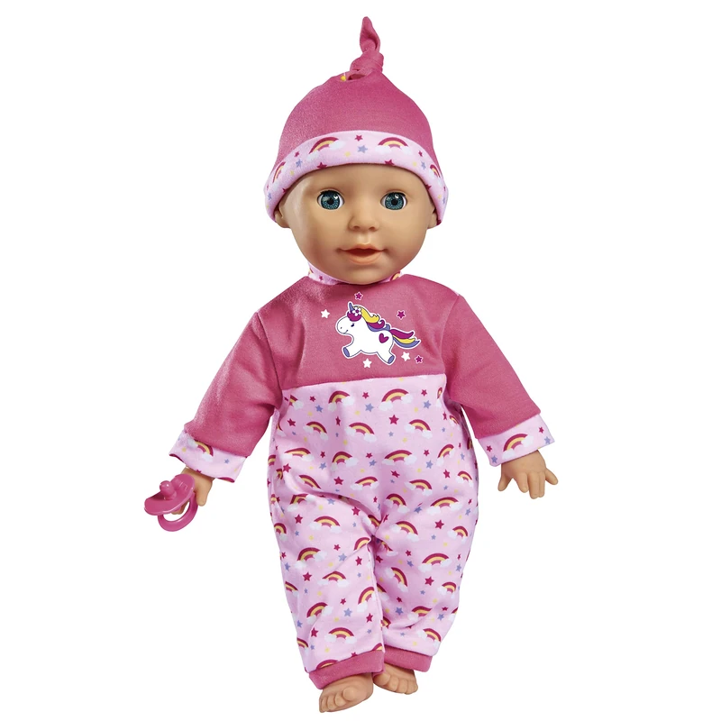 Simba Laura Kitzel Baby 105140060 Soft Body Doll with Rainbow Romper, Makes 25 Baby Sounds, 38 cm, Baby Doll from 2 Years