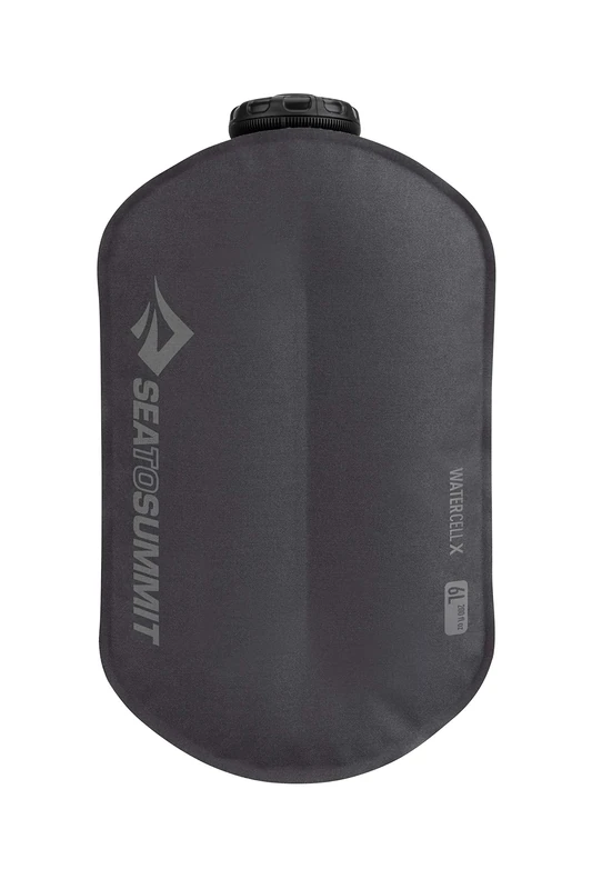 Sea to Summit - Watercell X 6L - Water Storage & Dispensing - Flow Control Cap & Showerhead - BPA Free TPU Lining - Compact Packing - For Backpacking & Camping - 35 x 23 x 10cm - Grey - 195g