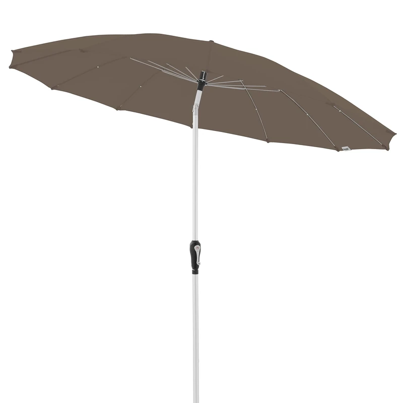 Doppler Asia Look SL-AZ Auto Tilt Garden Parasol 250 cm Greige-Taupe I Bendable Crank Umbrella with UV Protection 50+ Aluminium I Rain-Repellent Polyester