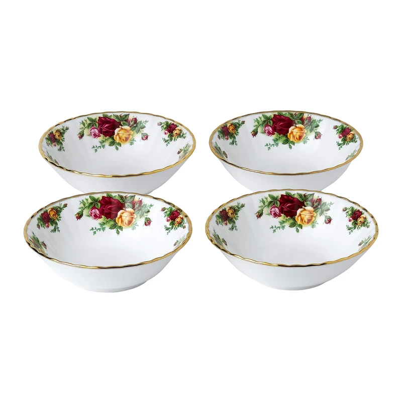 Royal Albert 1051424 Old Country Roses Bowls 4pc Set, Bone China, Gold