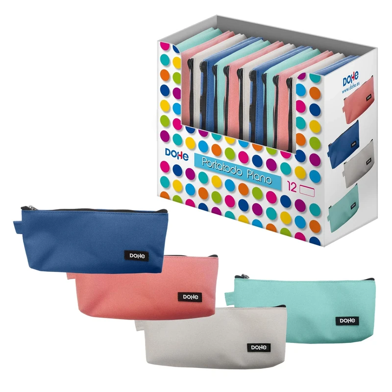 Polyester pencilcase display - 12 pcs - assorted colors