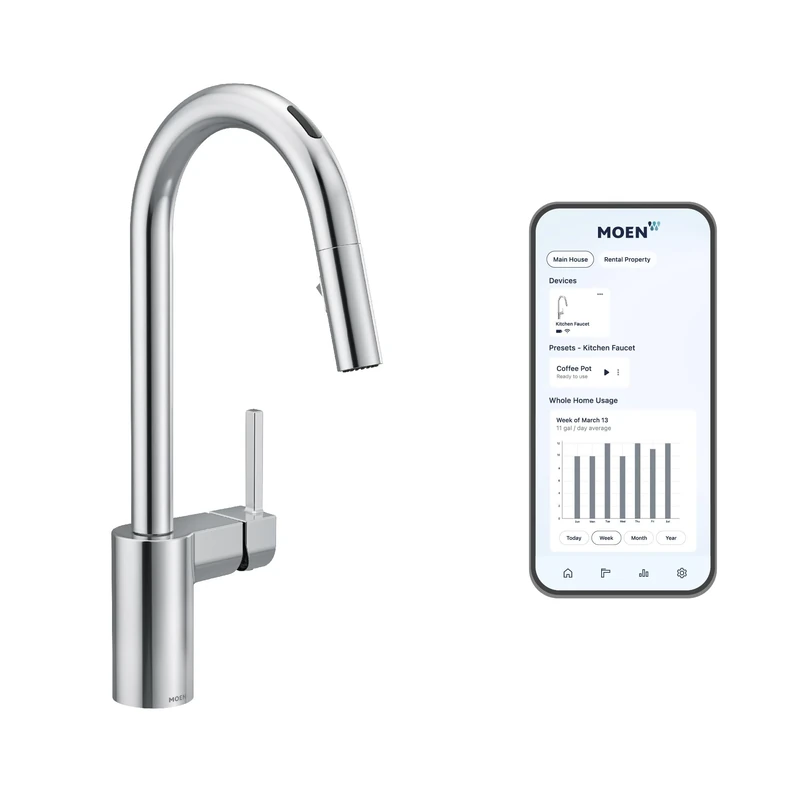 Moen 7565EVC Align U by Moen Smart Pulldown Kitchen Faucet with Voice Control and MotionSense, Chrome