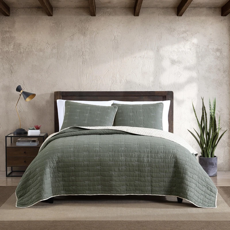 Eddie Bauer Quilt Set, Cotton, Green, Twin