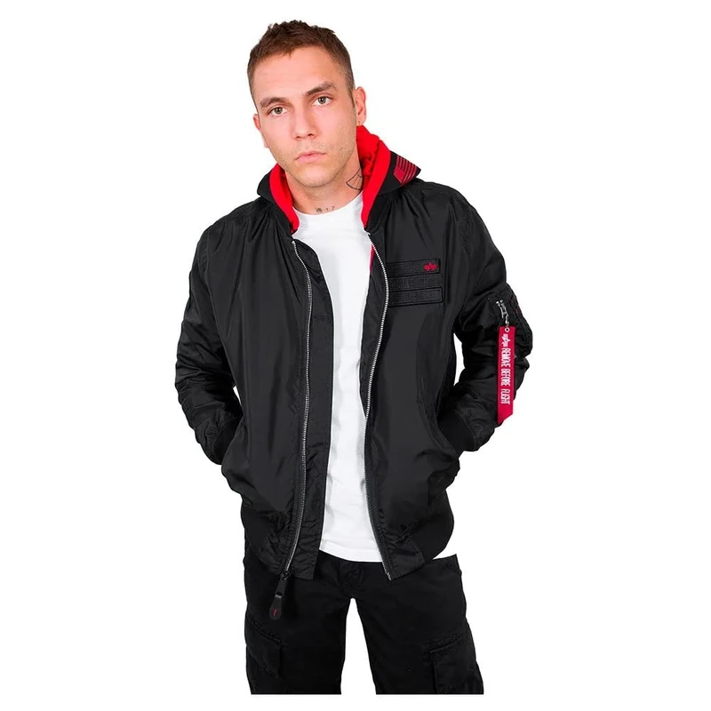 ALPHA INDUSTRIES Men's MA-1 TT Hood Custom, Black, XL