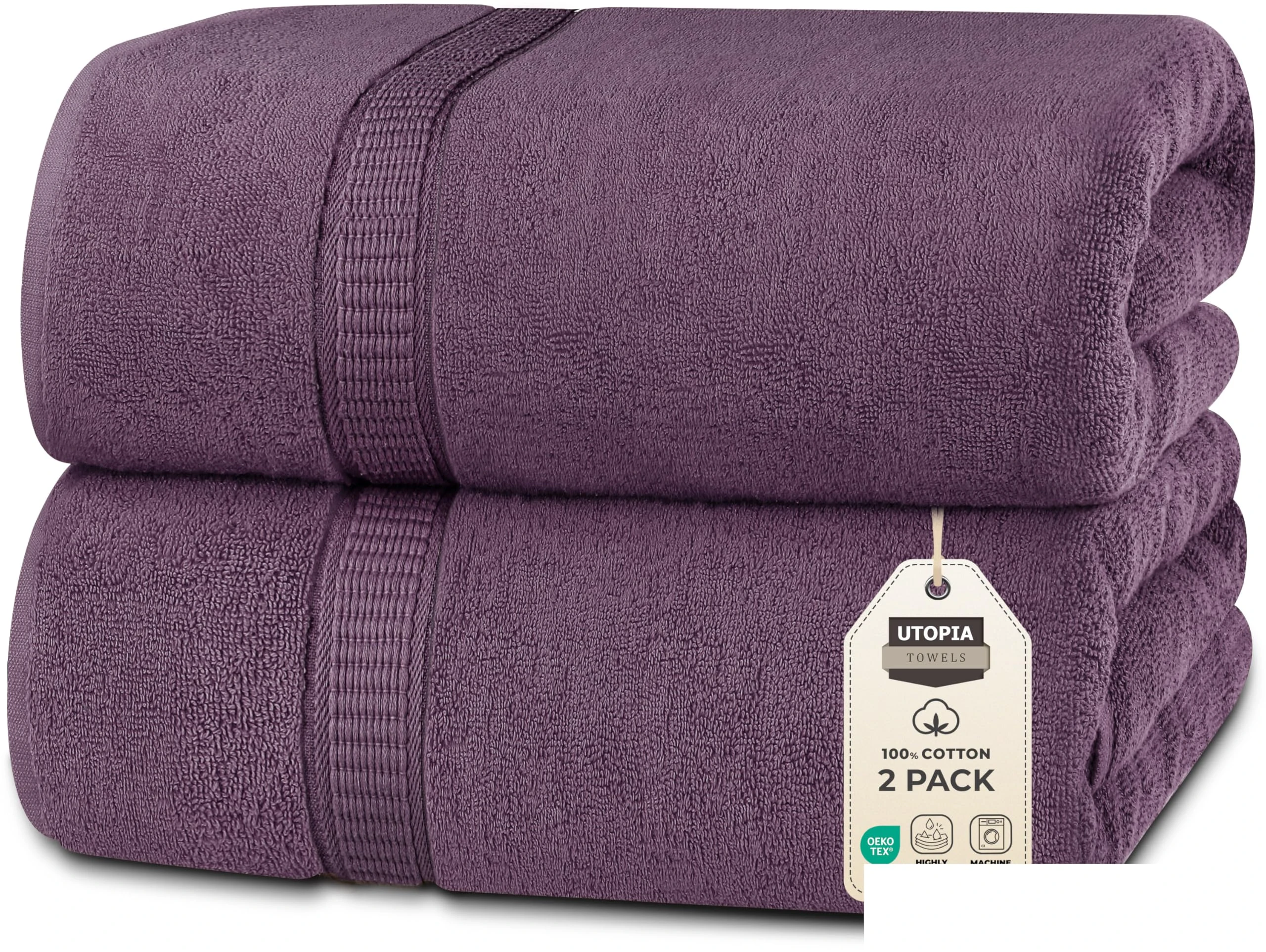 Utopia Towels - Premium Jumbo Bath Sheet (90 x 180 cm, 2 Pack) -100% Ring Spun Cotton Highly Absorbent and Quick Dry Extra Large Bath Sheet - Super Soft Hotel Quality Towel (Plum)