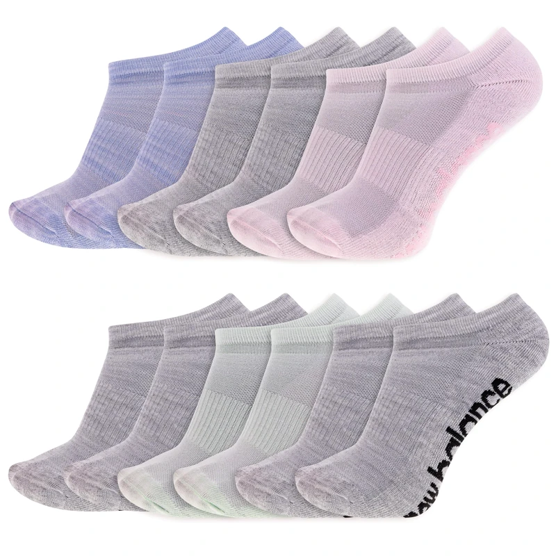 New Balance Women's Athletic Arch Compression Cushioned Solid Low Cut Socks (6 Pack), Black, Size Shoe Size: 4-10'