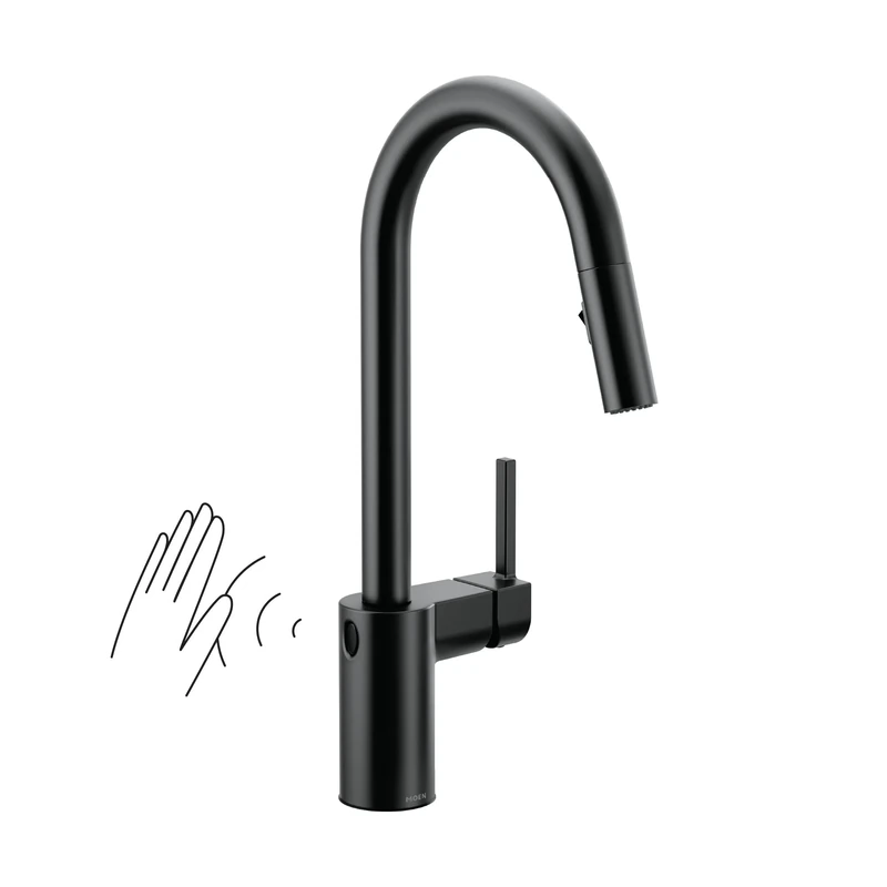 Moen 7565EVBLS Align U by Moen Smart Pulldown Kitchen Faucet with Voice Control and MotionSense, Black Stainless