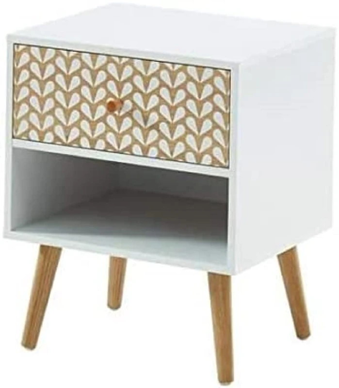 BAÏTA CAPUCINE Bedside Table white and oak effect 40cm