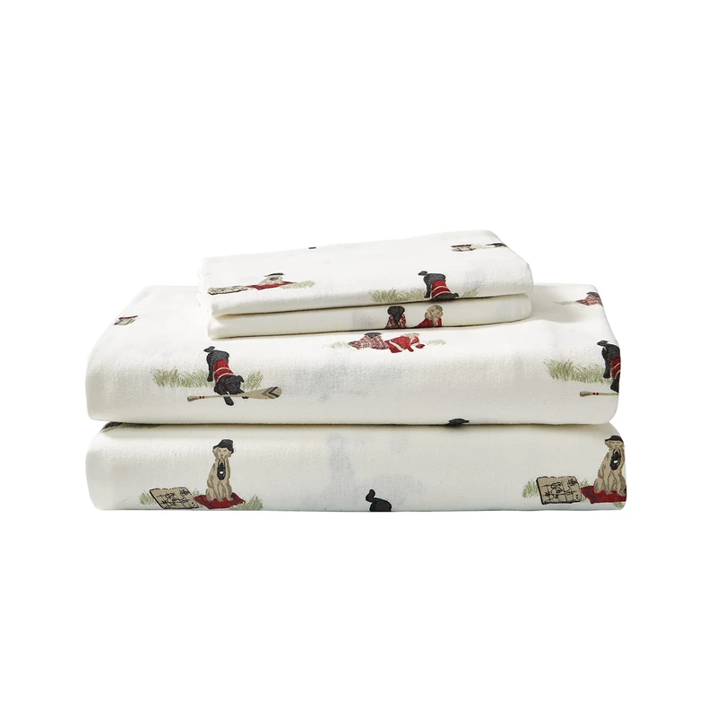 Eddie Bauer - Queen Sheets, Cotton Flannel Bedding Set, Brushed For Extra Softness, Cozy Home Decor (Retriever Adventures, Queen)